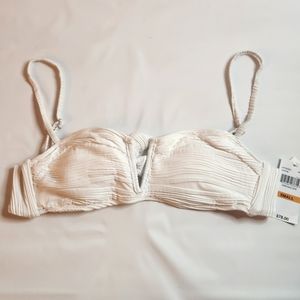 Lucky Brand White Bandeau Bikini Top Size S NWT